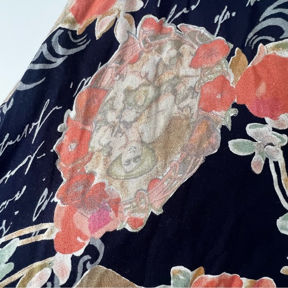 Vintage 90s Y2K Adrian Jordan Front Tie Floral Tie Front Kimono - Picture 6 of 8